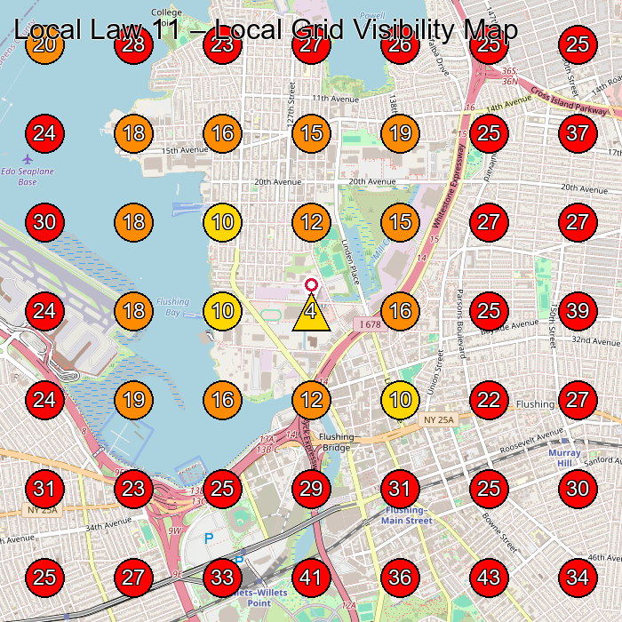 Local Law 11 GeoGrid visibility map for Construction Company in Flushing